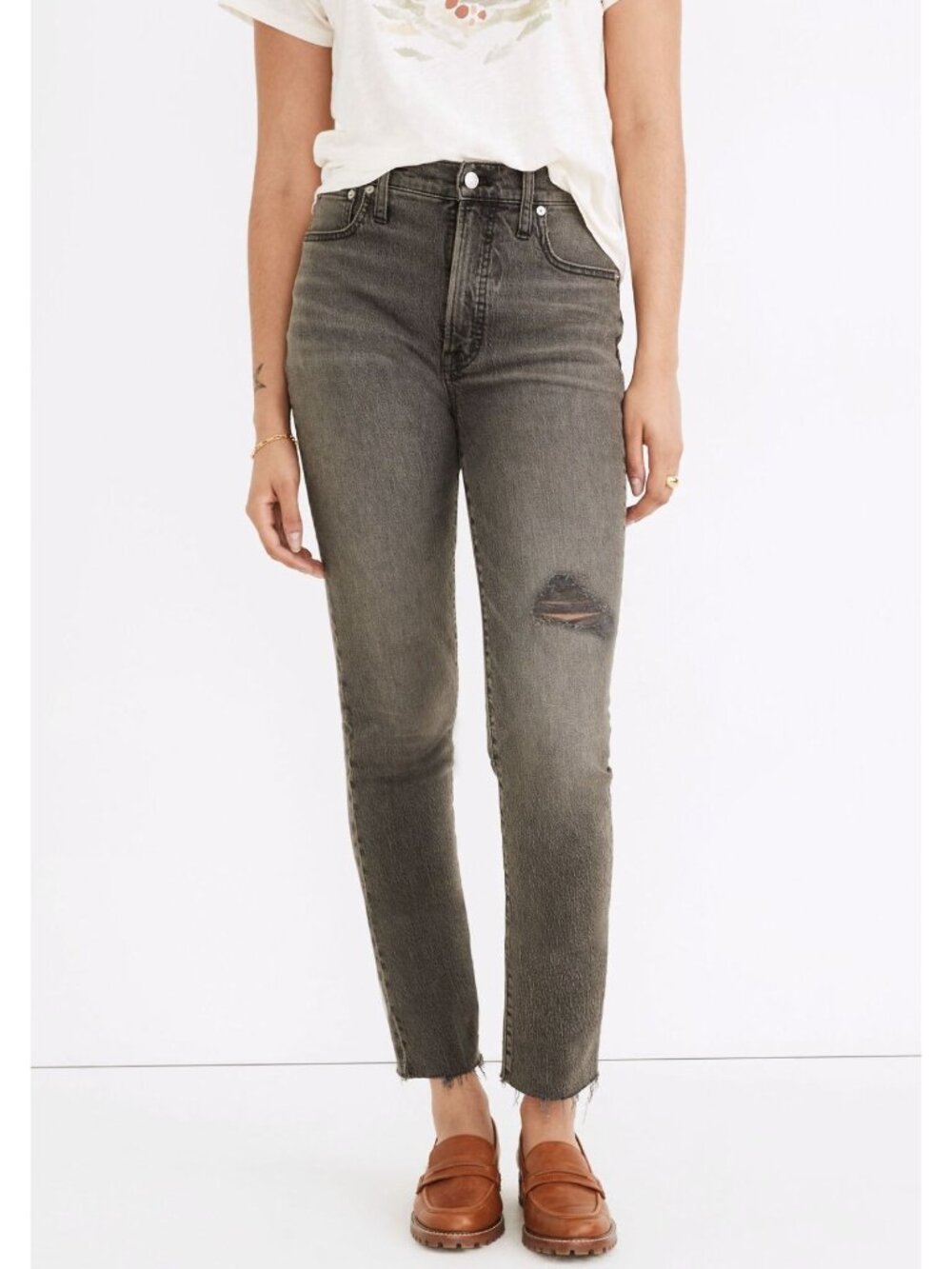 Madewell The Perfect Vintage Jean Cosner Wash: Knee-Rip Edition Size 28 Raw Hems